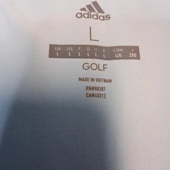 Adidas Sky Blue Men's Polo Golf Shirt - Picture 5 of 7